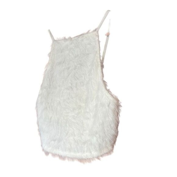 Urban Outfitters fuzzy fur tank cami ivory new - Picture 2 of 9